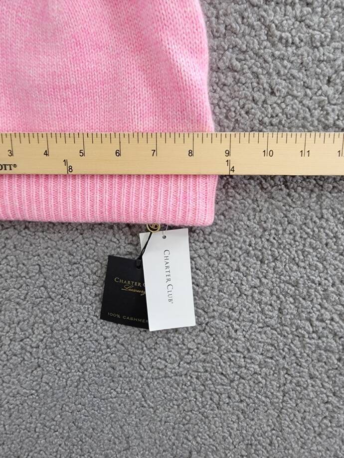 Charter Club 100% Cashmere Cuffed Beanie Women's One Size Bubblegum Heather