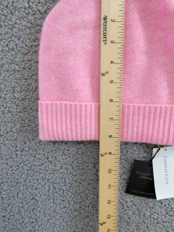Charter Club 100% Cashmere Cuffed Beanie Women's One Size Bubblegum Heather