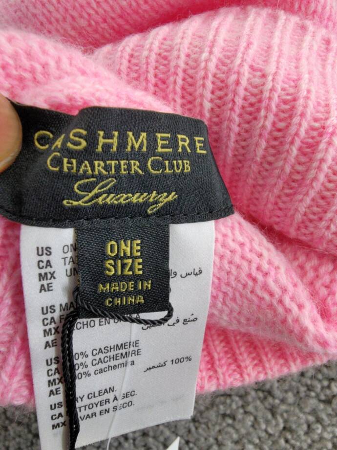 Charter Club 100% Cashmere Cuffed Beanie Women's One Size Bubblegum Heather