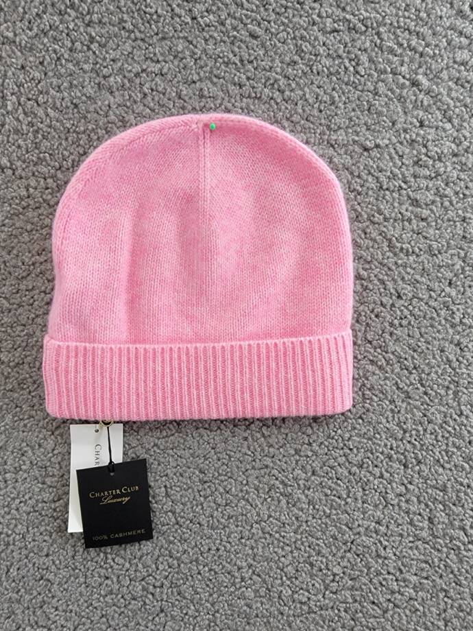 Charter Club 100% Cashmere Cuffed Beanie Women's One Size Bubblegum Heather