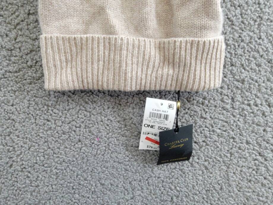 Charter Club 100% Cashmere Cuffed Beanie Women's One Size Taupe Heather