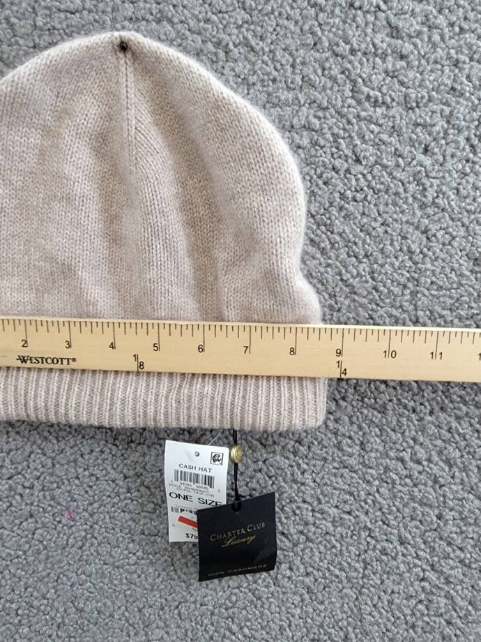 Charter Club 100% Cashmere Cuffed Beanie Women's One Size Taupe Heather