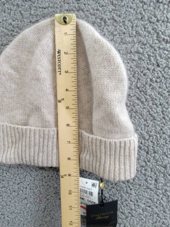 Charter Club 100% Cashmere Cuffed Beanie Women's One Size Taupe Heather