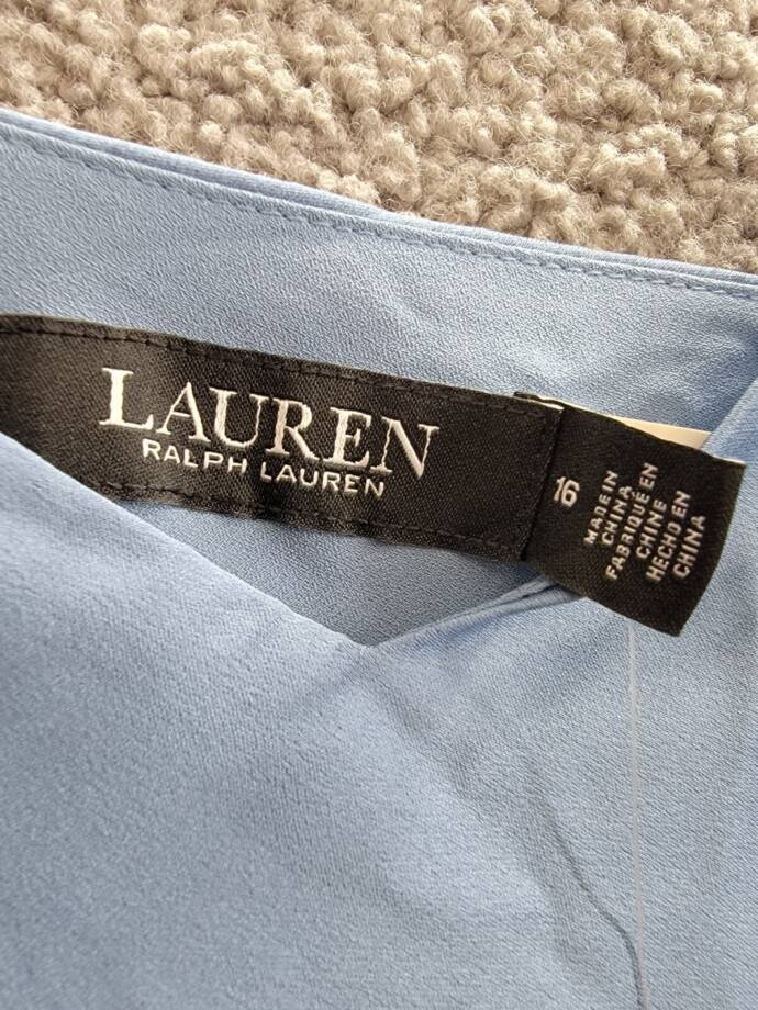 Lauren Ralph Lauren Satin Charmeuse Slip Dress Women's 16 Pale Azure Pullover
