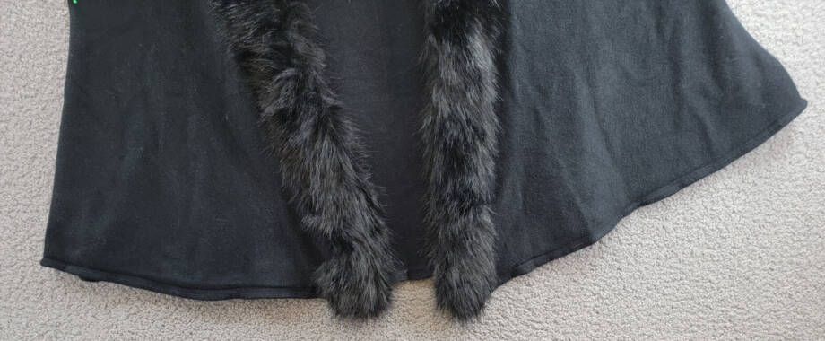 Surell Faux Fur Trimmed Knit Vest Women's One Size Black Shawl Collar Hook & Eye