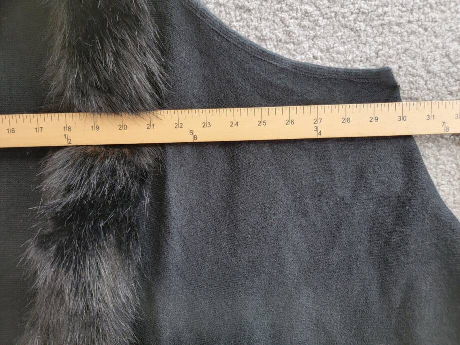 Surell Faux Fur Trimmed Knit Vest Women's One Size Black Shawl Collar Hook & Eye