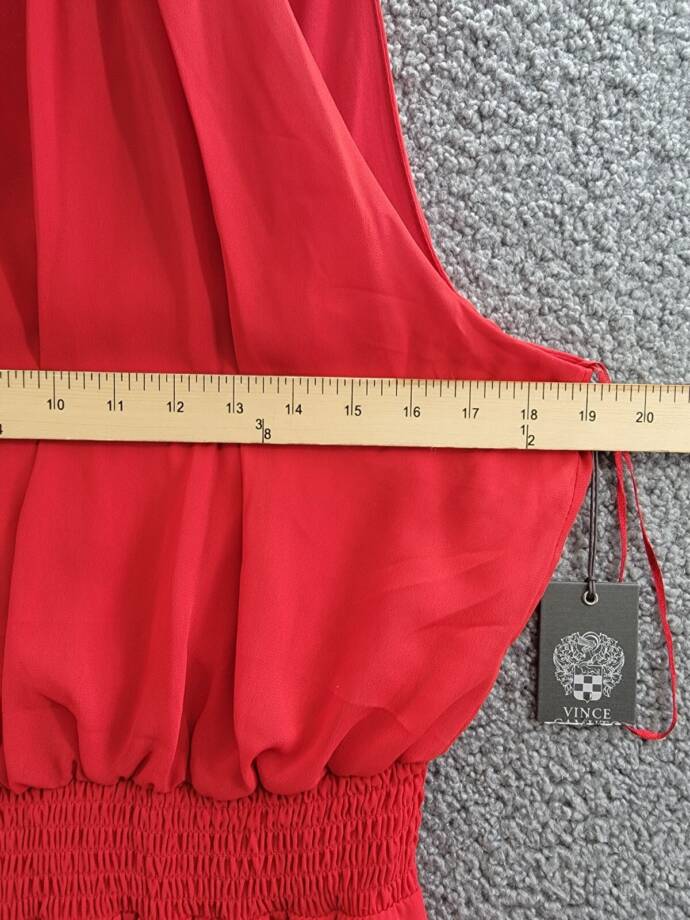 Vince Camuto Halter Tie-Back Wide-Leg Jumpsuit Women's L Ultra Red Back Zip