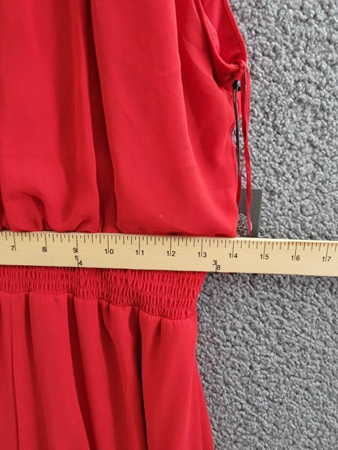 Vince Camuto Halter Tie-Back Wide-Leg Jumpsuit Women's L Ultra Red Back Zip