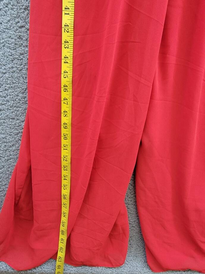 Vince Camuto Halter Tie-Back Wide-Leg Jumpsuit Women's L Ultra Red Back Zip