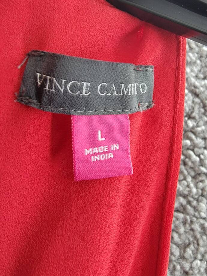 Vince Camuto Halter Tie-Back Wide-Leg Jumpsuit Women's L Ultra Red Back Zip