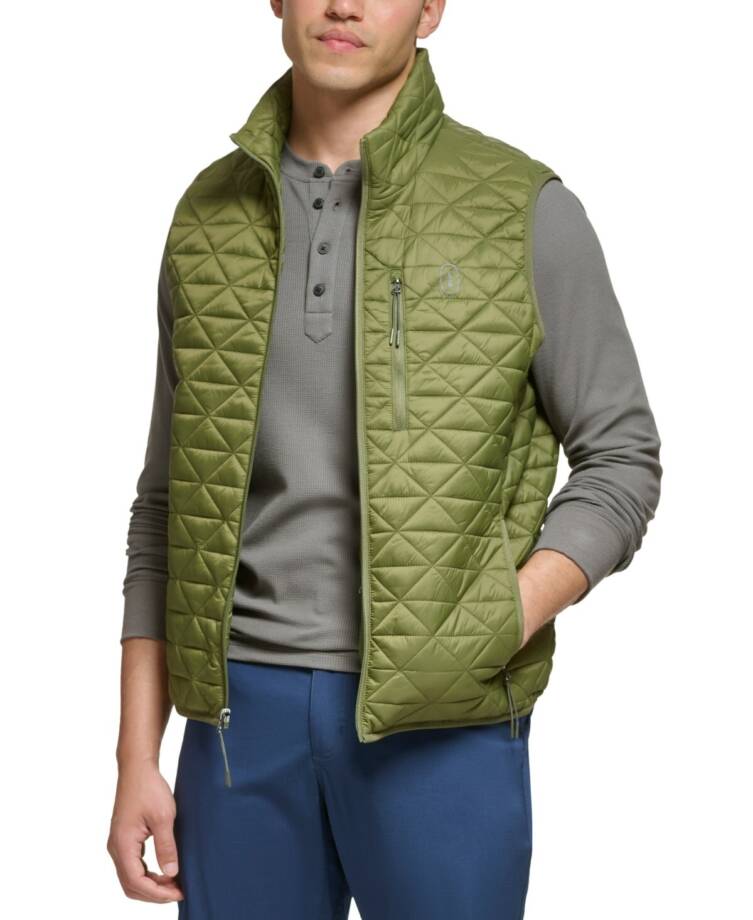 BASS OUTDOOR Delta Diamond Quilted Packable Puffer Vest Men's XL Moss Full Zip