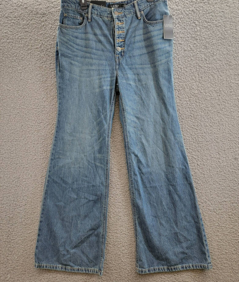 Lauren Ralph Lauren High-Rise Flare Jeans Womens 12 Dusk Indigo Denim Button Fly