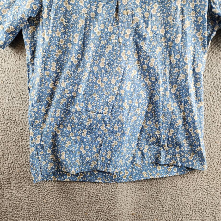 Reyn Spooner Kettle Floral Henley Shirt Men's L Lichen Blue Collared Pullover