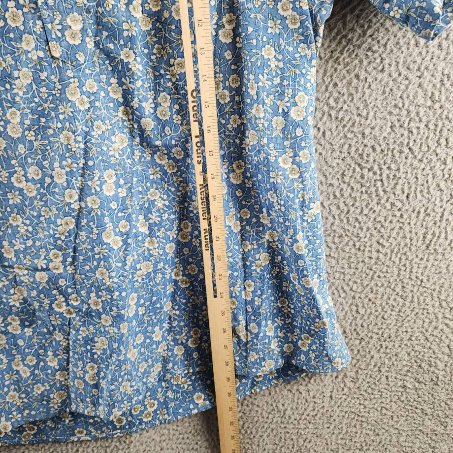 Reyn Spooner Kettle Floral Henley Shirt Men's L Lichen Blue Collared Pullover