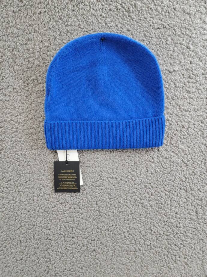 Charter Club 100% Cashmere Cuffed Beanie Women's One Size Bright Marine