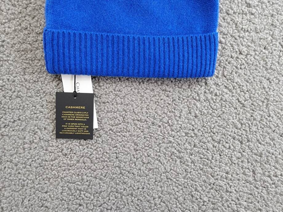 Charter Club 100% Cashmere Cuffed Beanie Women's One Size Bright Marine