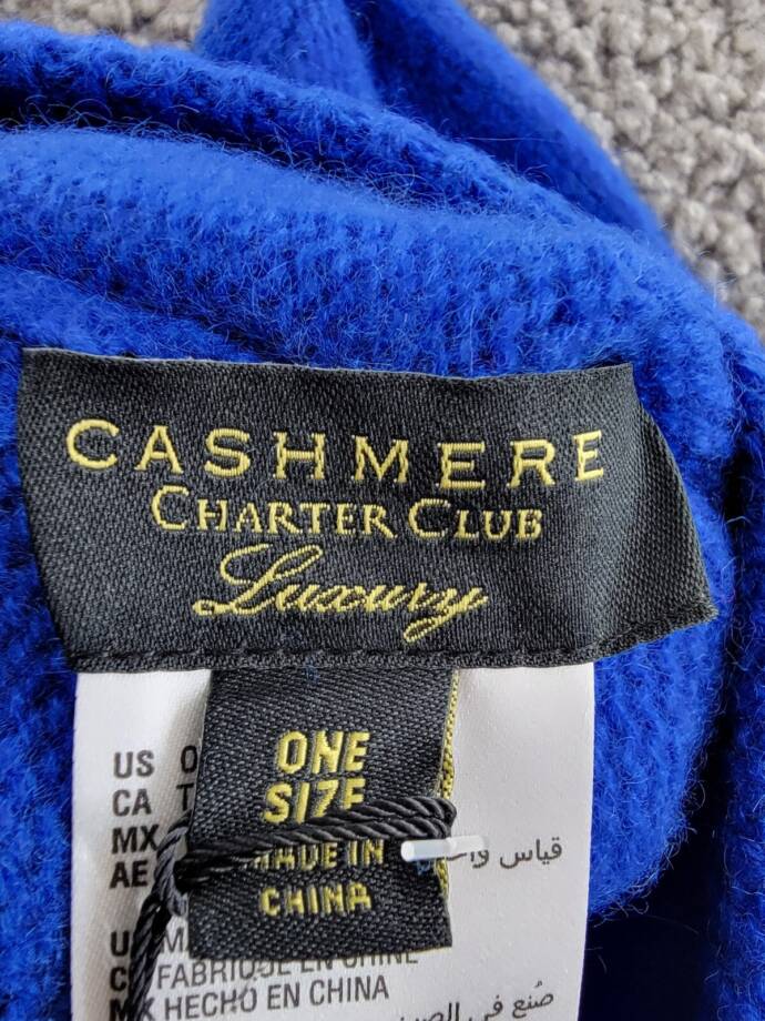Charter Club 100% Cashmere Cuffed Beanie Women's One Size Bright Marine