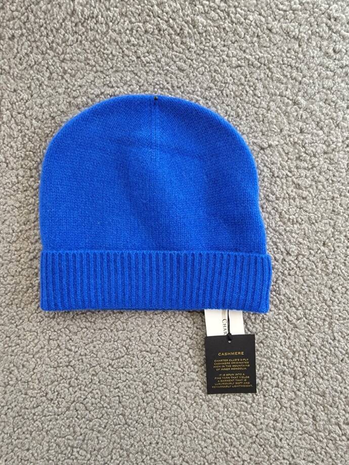 Charter Club 100% Cashmere Cuffed Beanie Women's One Size Bright Marine