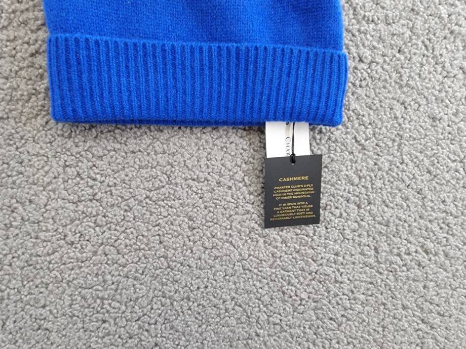 Charter Club 100% Cashmere Cuffed Beanie Women's One Size Bright Marine