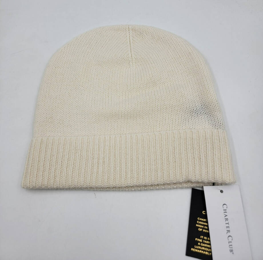 Charter Club 100% Cashmere Cuffed Beanie Women's One Size Vanilla Ice