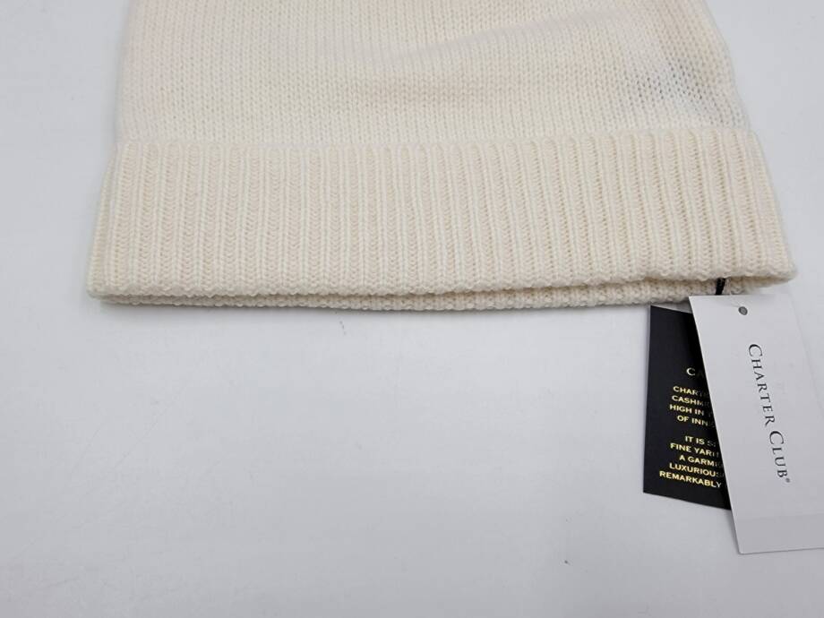 Charter Club 100% Cashmere Cuffed Beanie Women's One Size Vanilla Ice