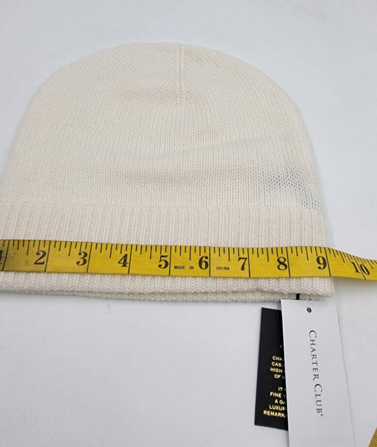 Charter Club 100% Cashmere Cuffed Beanie Women's One Size Vanilla Ice