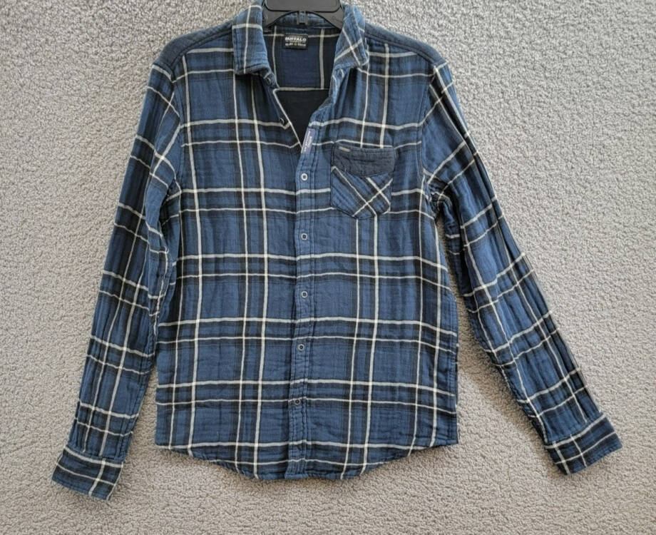 Buffalo David Bitton Sujay Plaid Long Sleeve Shirt Men's S Whale Patch Pocket