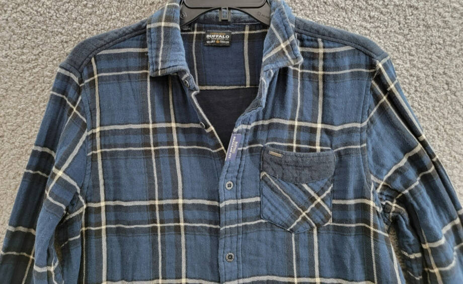 Buffalo David Bitton Sujay Plaid Long Sleeve Shirt Men's S Whale Patch Pocket