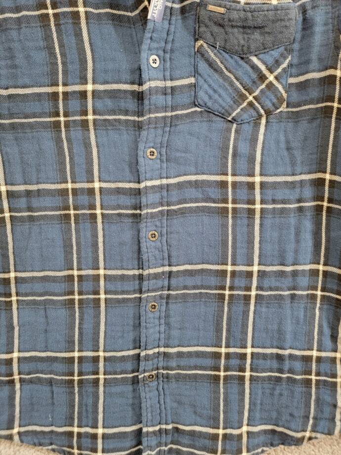 Buffalo David Bitton Sujay Plaid Long Sleeve Shirt Men's S Whale Patch Pocket