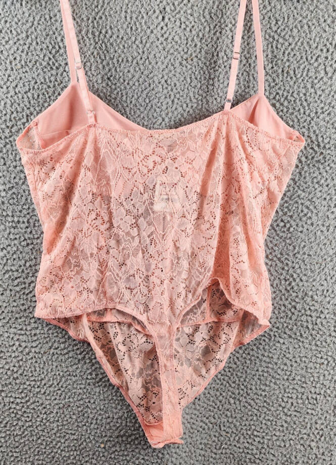 Free People Lace Night Rhythm Bodysuit Women's XL Pink Hook-And-Eye Closure~