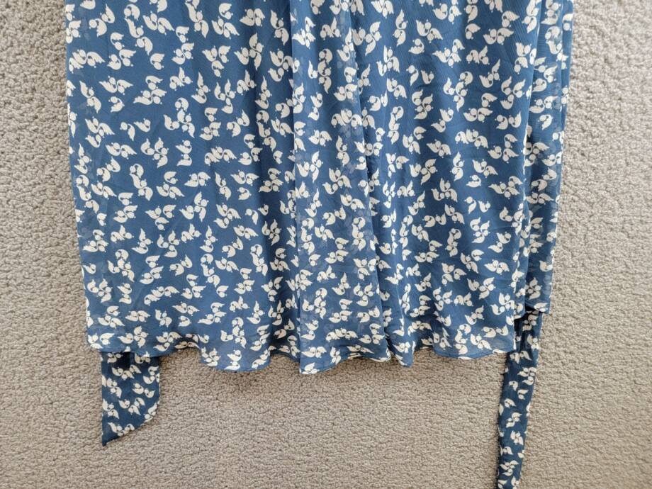 Lauren Ralph Lauren Plus Size Belted Ruffled Dress Women's 14W Blue/White Floral