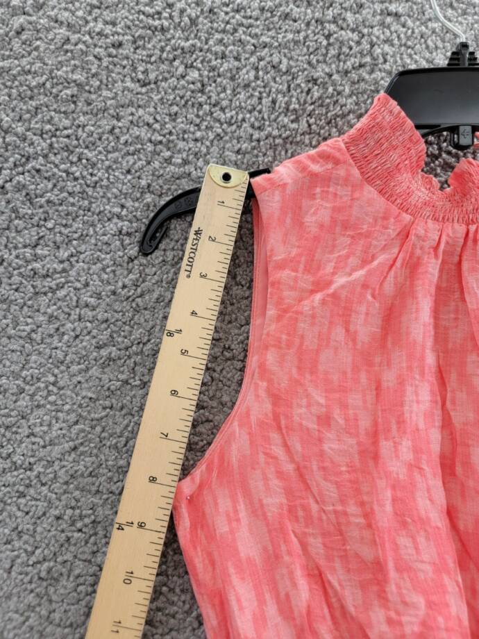 1.STATE Tiered Smocked Waist Dress Women's XXS Shell Pink Ruffled Button Back