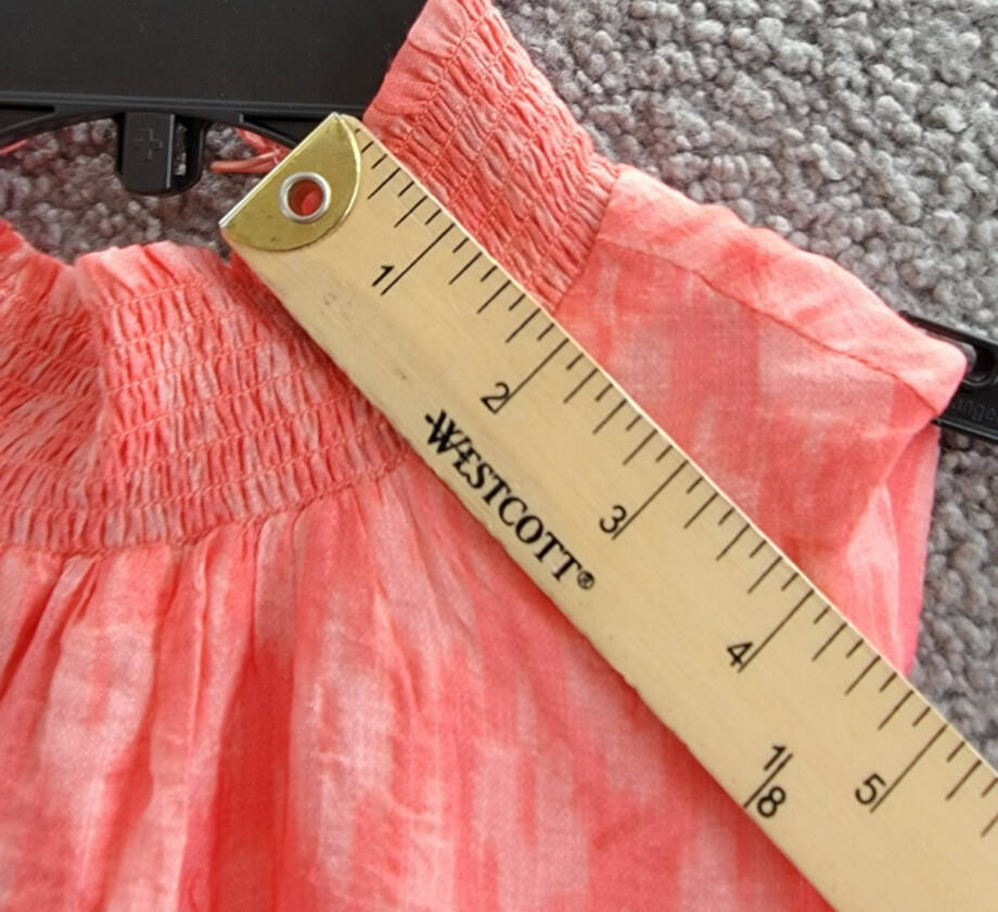 1.STATE Tiered Smocked Waist Dress Women's XXS Shell Pink Ruffled Button Back