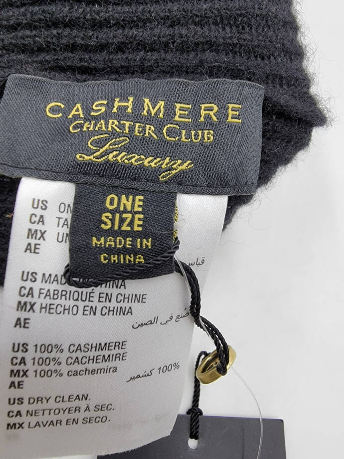 Charter Club Cashmere Knit Beret Women's One Size Classic Black