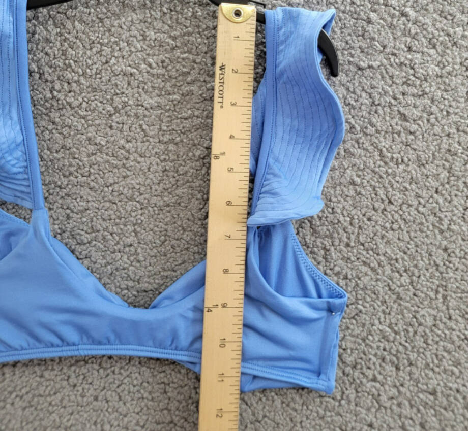 Peixoto Amara Bikini Top Women's S Lazuli Blue Knot Front Ruffle Sleeve Pullover