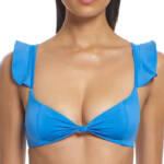Peixoto Amara Bikini Top Women's L Lazuli Blue Knot Front Ruffle Sleeve Pullover