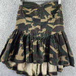 Madonna & Co Sweetheart Neck Corset Camo Top Women's M Multi Back Zip Closure