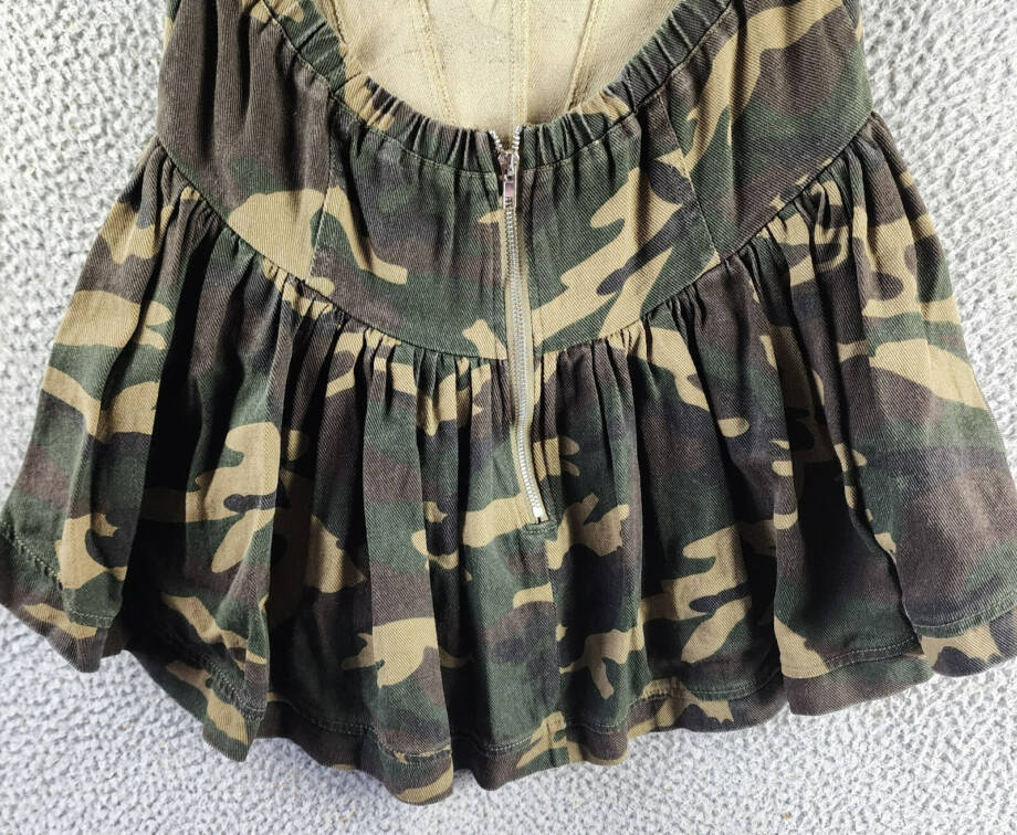 Madonna & Co Sweetheart Neck Corset Camo Top Women's M Multi Back Zip Closure