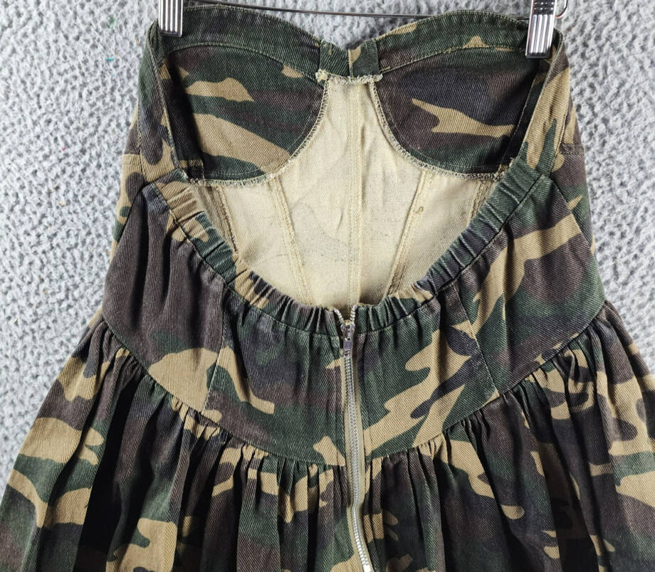 Madonna & Co Sweetheart Neck Corset Camo Top Women's M Multi Back Zip Closure