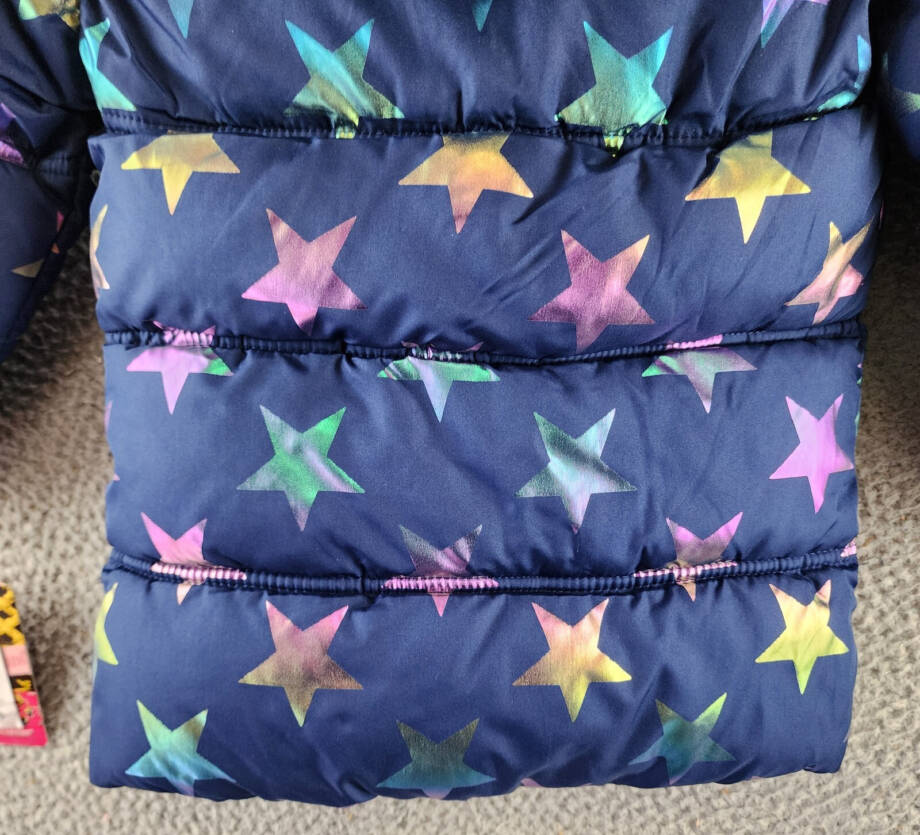 Ixtreme All Over Fall Star Puffer Jacket W/ Fleece Hood Girls 4 Navy Multi L/S