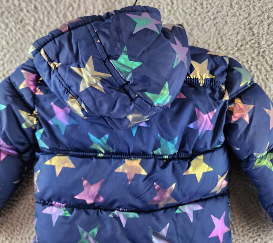 Ixtreme All Over Fall Star Puffer Jacket W/ Fleece Hood Girls 4 Navy Multi L/S