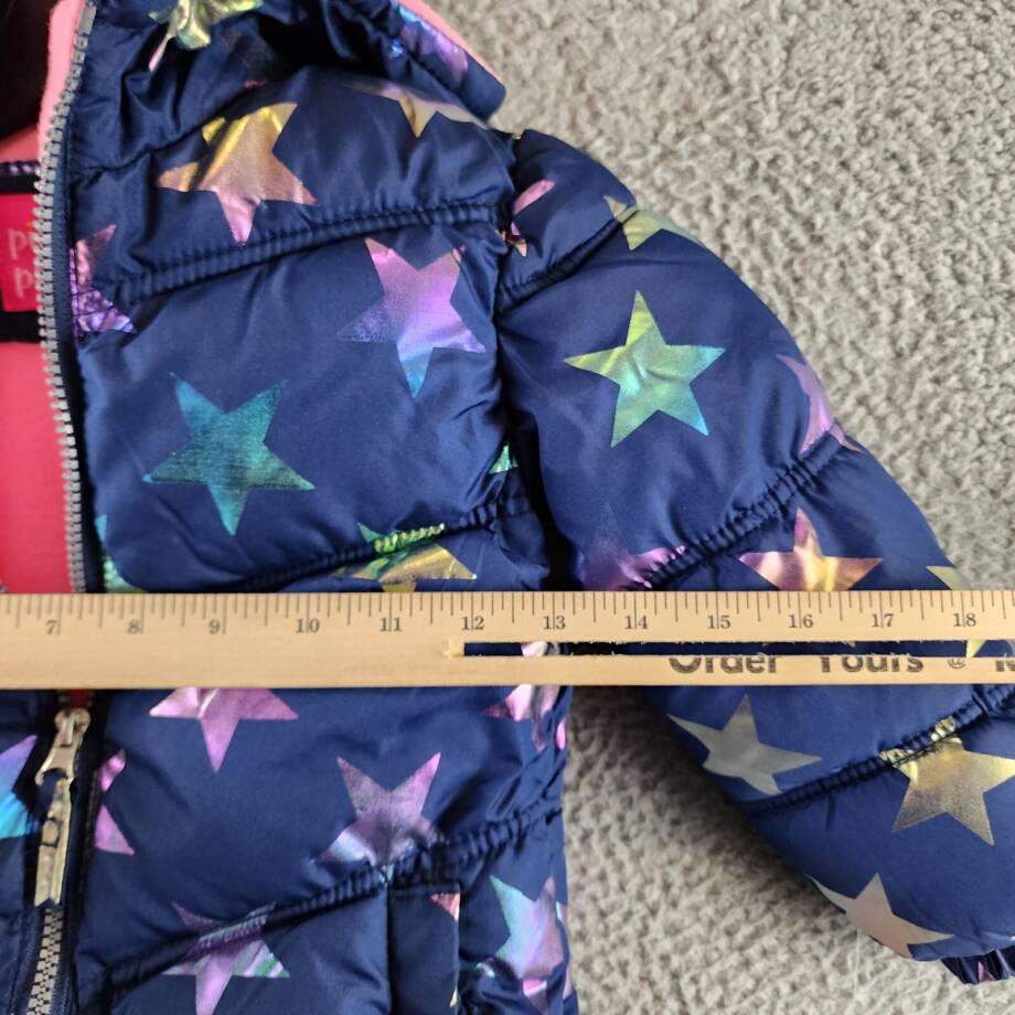 Ixtreme All Over Fall Star Puffer Jacket W/ Fleece Hood Girls 4 Navy Multi L/S