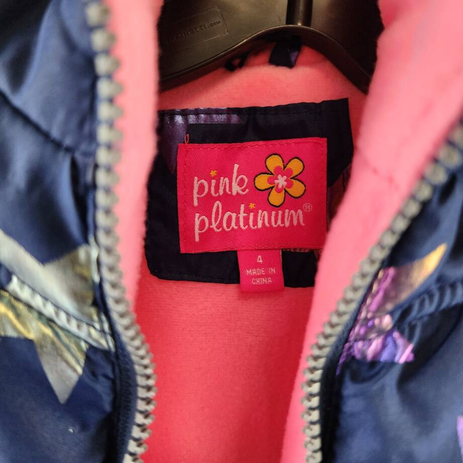 Ixtreme All Over Fall Star Puffer Jacket W/ Fleece Hood Girls 4 Navy Multi L/S
