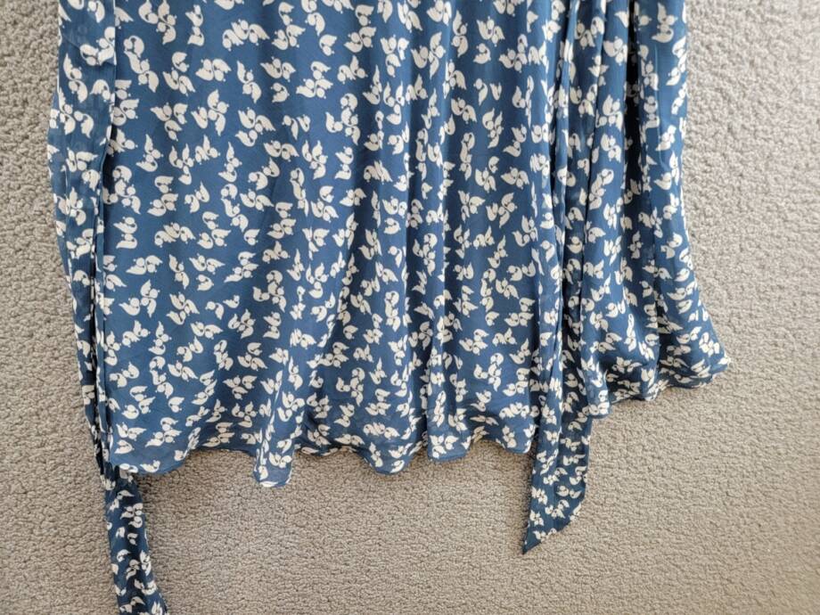 Lauren Ralph Lauren Plus Size Belted Ruffled Dress Women's 14W Blue/White Floral