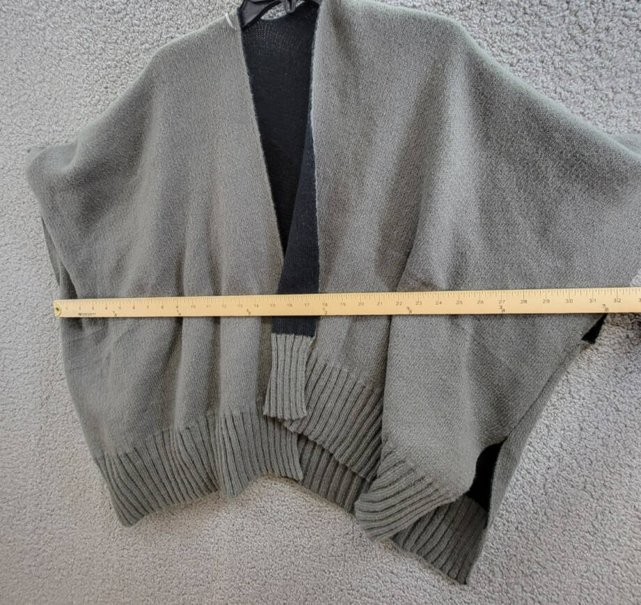 On 34th Tight Knit Reversible Wrap Sweater Women's One Size Black/Gray Rib Hem