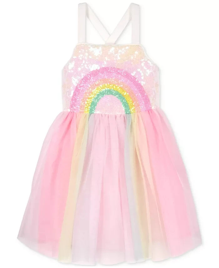 Pink & Violet Sequined Rainbow Dress 5 Ivory/Pink Multi Sleeveless Pullover