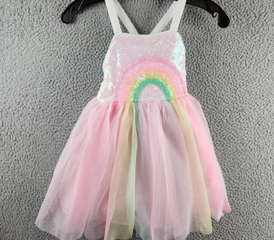 Pink & Violet Sequined Rainbow Dress 5 Ivory/Pink Multi Sleeveless Pullover