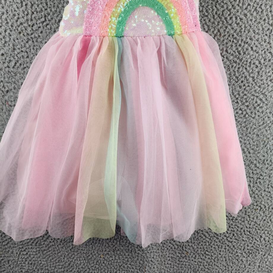 Pink & Violet Sequined Rainbow Dress 5 Ivory/Pink Multi Sleeveless Pullover