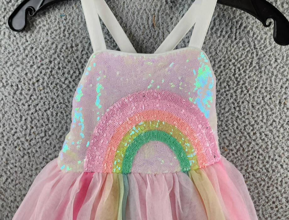 Pink & Violet Sequined Rainbow Dress 5 Ivory/Pink Multi Sleeveless Pullover