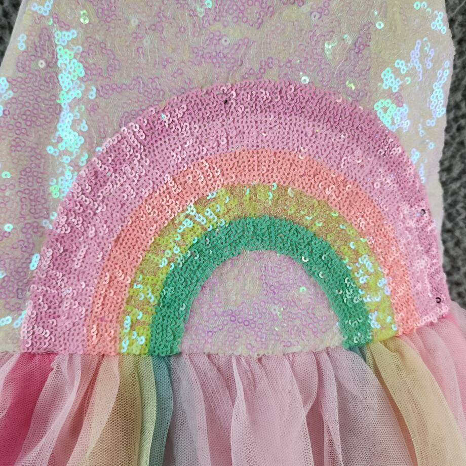 Pink & Violet Sequined Rainbow Dress 5 Ivory/Pink Multi Sleeveless Pullover